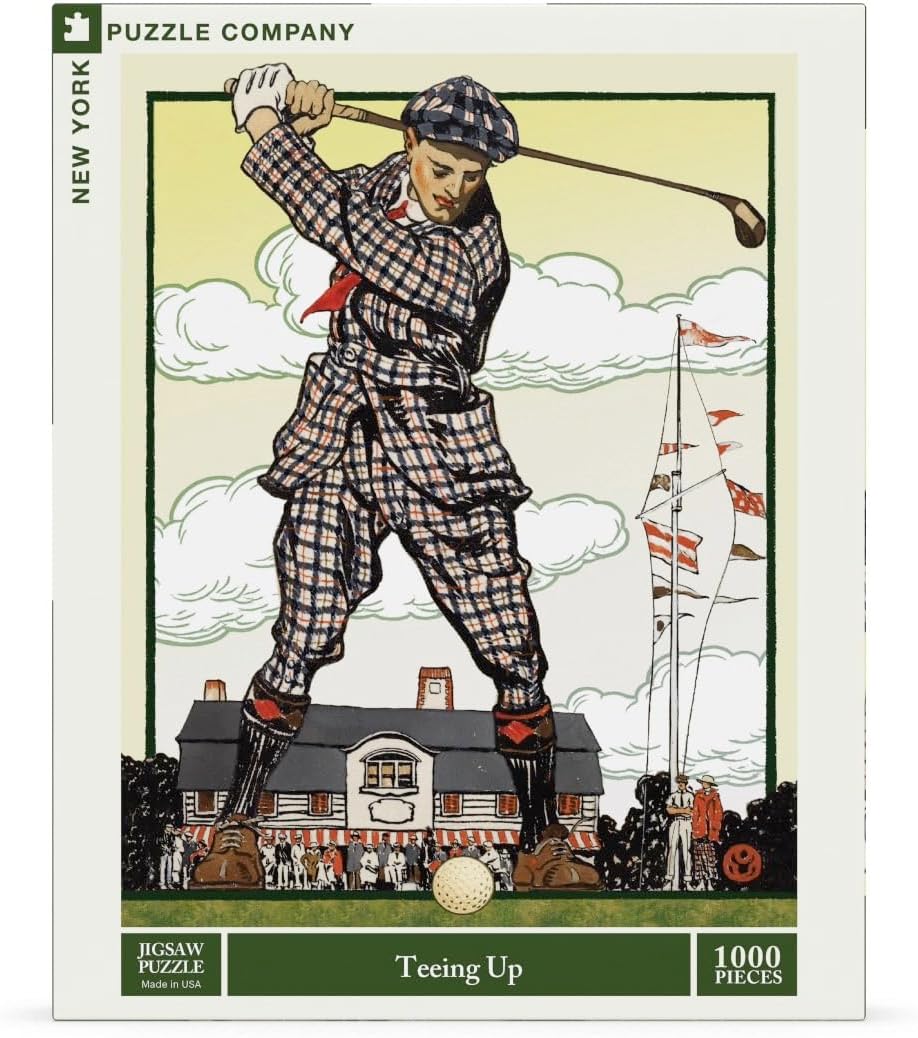 New York Puzzle Company - Vintage Images Teeing up - 1000 Piece Jigsaw Puzzle for Family Game Nights by Edward Penfield