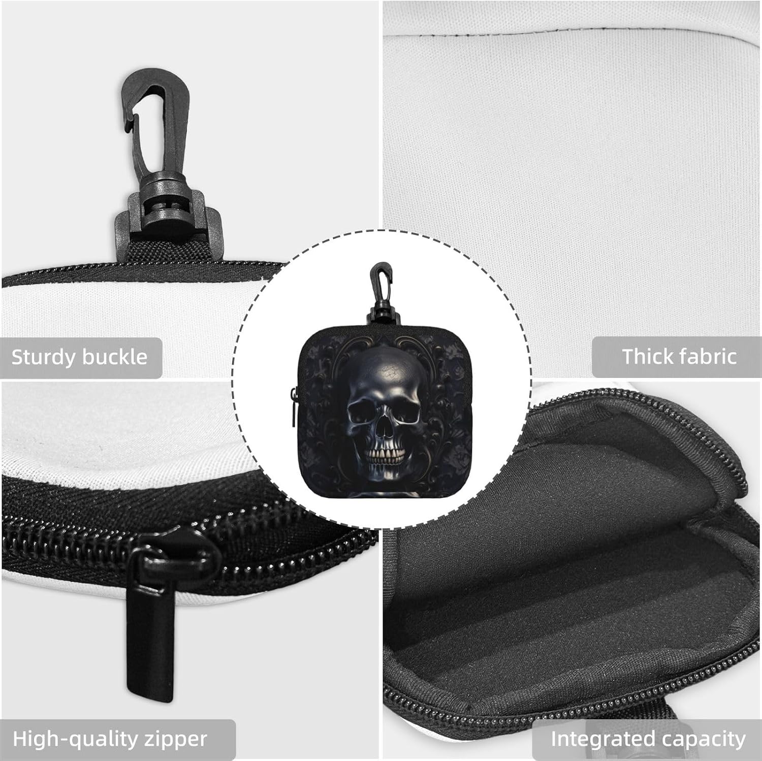 Gothic Wallpaper Skull Print Versatile Square Storage Bag Travel Organizer Pouch Toiletry Home Office Gift image 5