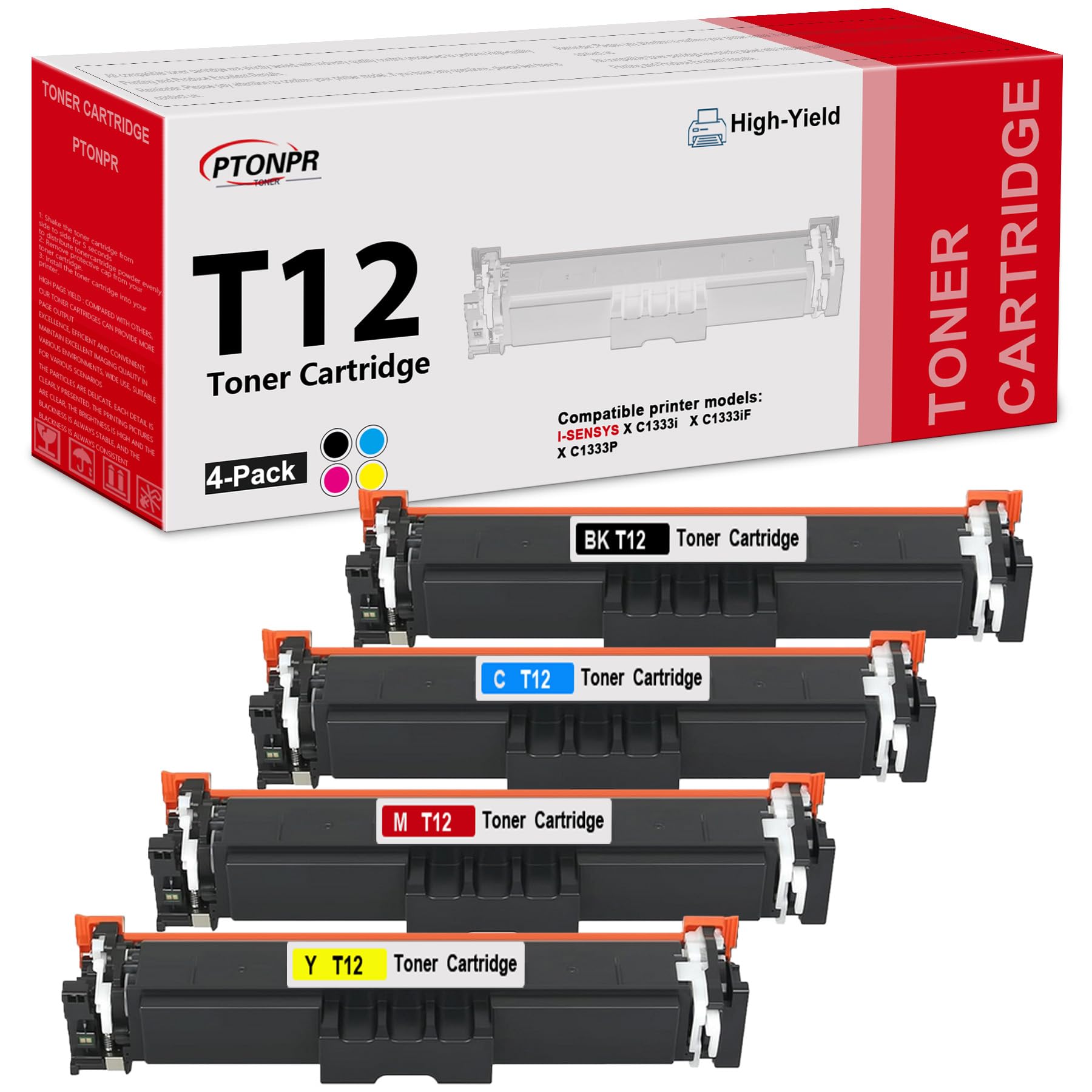 Amazon.com: T12 High-Yield Toner Cartridge Set 4-Pack Replacement