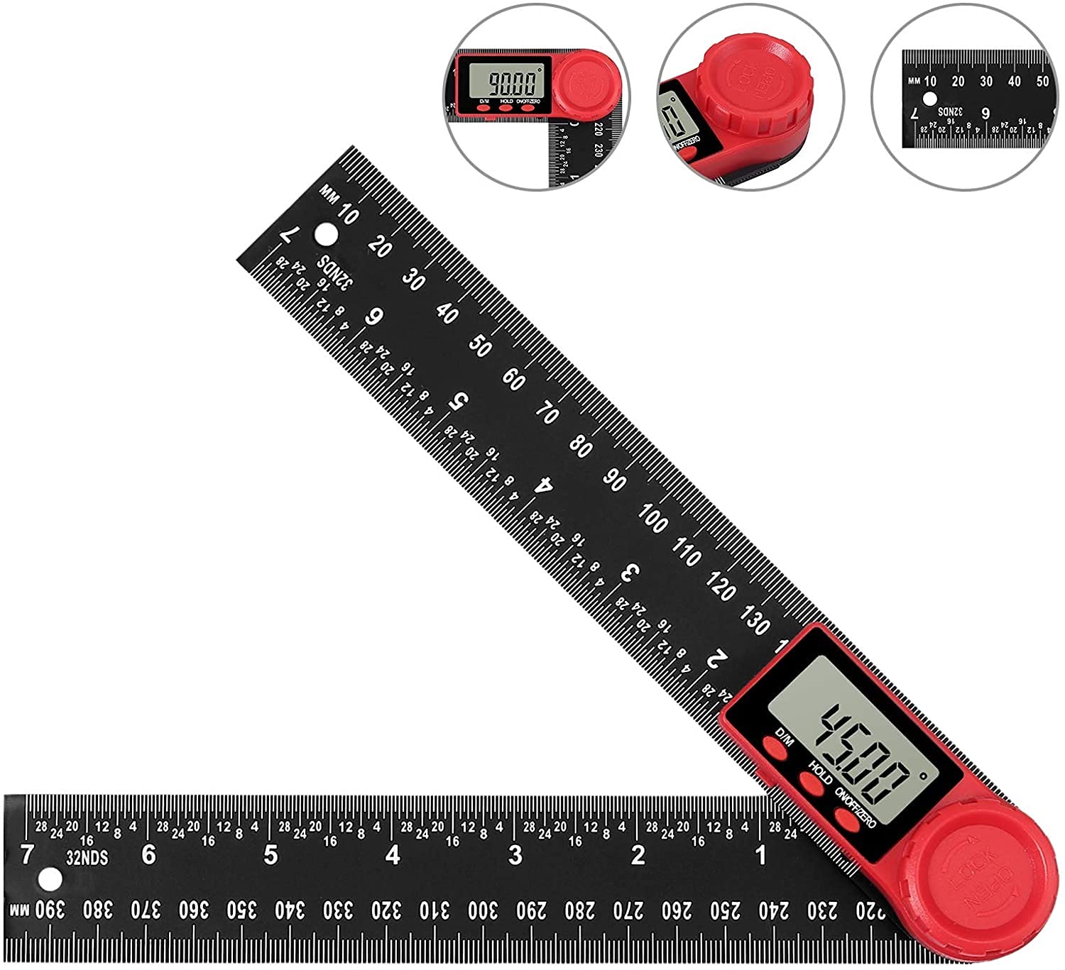 WJJ Digital Angle Finder 200mm Goniometro PVC Righello in plastica Righello LCD Display Misura Misura Strumenti Angolo Calibro