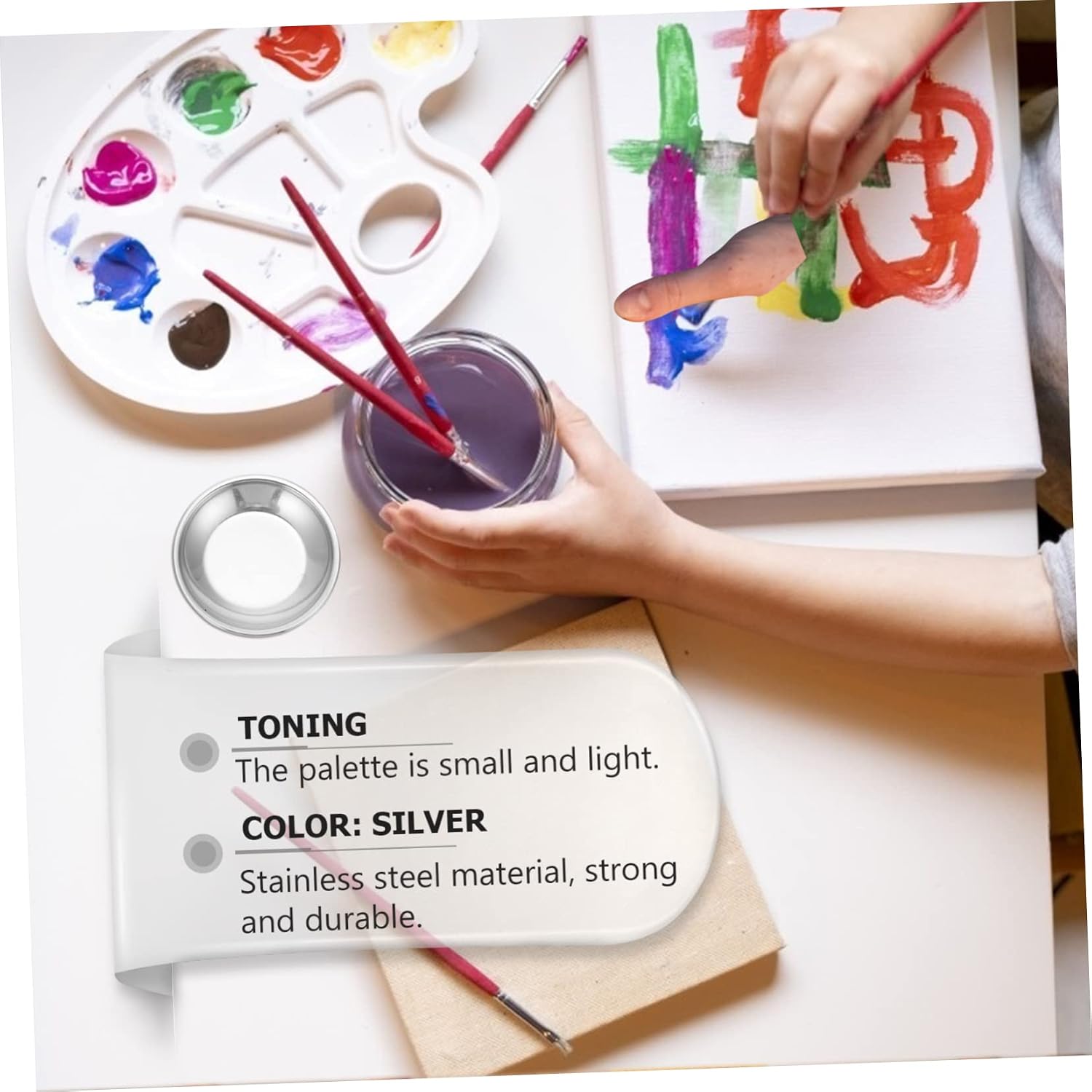 Stainless Steel Paint Dish 10 Piece Student Tray for Mixing Colors