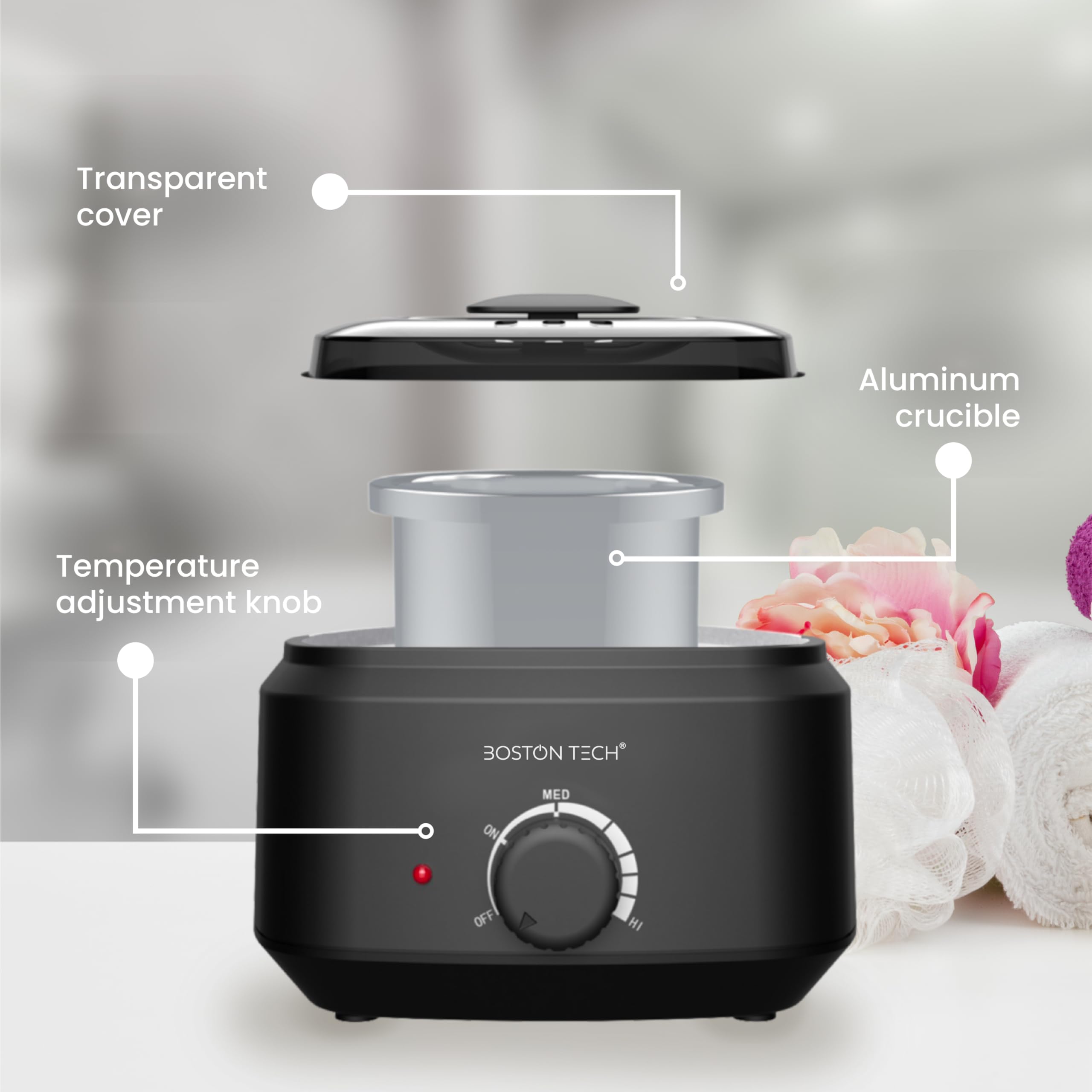 Scaldabagno elettrico per la depilazione professionale - Macchina per cera calda per depilazione a casa adatta per viso, braccia, ascelle e gambe - 500 ml modello HR101 (nero)