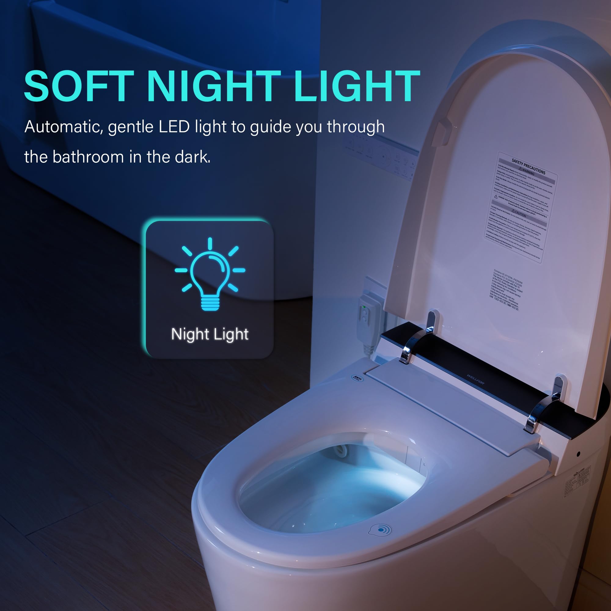 WELLFOR Smart Bidet Toilet with Built-in Tank Heated seat 1 6 GPF Auto Flush Smart Toilet Foot Touch — view 12