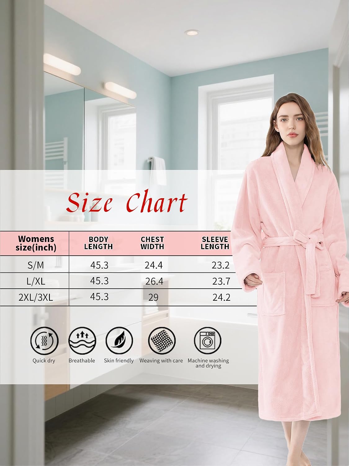 Soft Robe For Women，Warm Plush Bath Robes Female，Spa Towel After Shower Lightweight Long Bathrobe