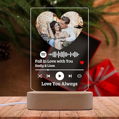 Miniatura 7 de Placa de acrílico personalizada con forma de corazón, cubierta de álbum de fotos, código escaneable, regalos para amantes de la música, amigos,