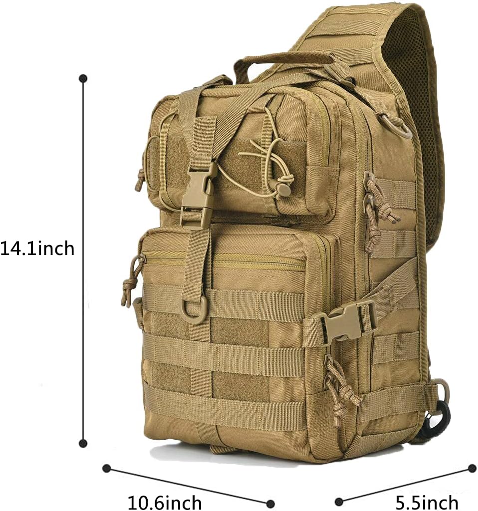 Men's Tactical Sling Bag Small Crossbody Backpack Military Rover Shoulder Pack Molle Assault Range Bag Camping Hunting
