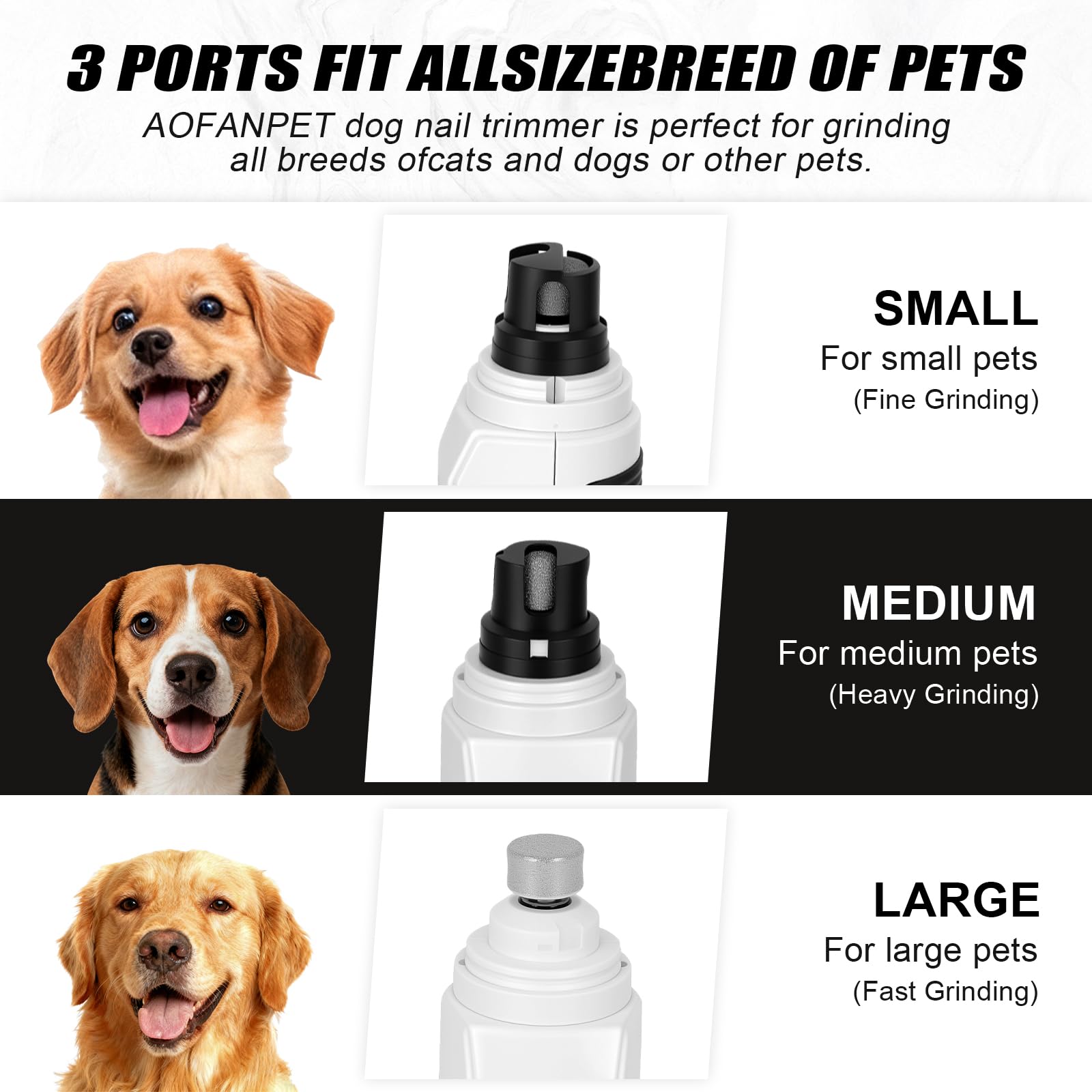 Dog Nail Grinder,2026 New Updated Quiet Electric 2-Speed Professional Pet Nail Grinder with Quick Sensor, Rechargeable Painless Trimmer for Large to Small Dogs & Cats, LED Light & Guard - image 4