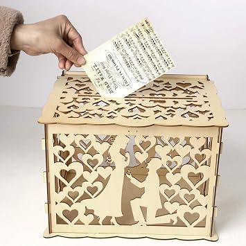 Wedding Greeting Card Box Wooden Box Lock Wedding Party Decoration Money Case