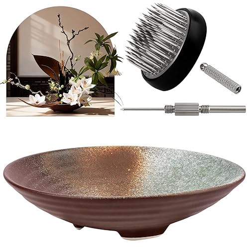 Meiwlong Flower Frog Vase Kit,Japanese Ikebana Flower Arrangement Ceramic Flower