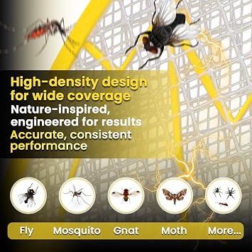 DEVOGUE Electric Fly Swatter - Weight Like Apple - 2AA Battery Powered (not incl.) - 3-Layer Protection Grid Bug Zapper Racket for Home Bedroom Kitchen Office Backyard Patio Indoor Outdoor