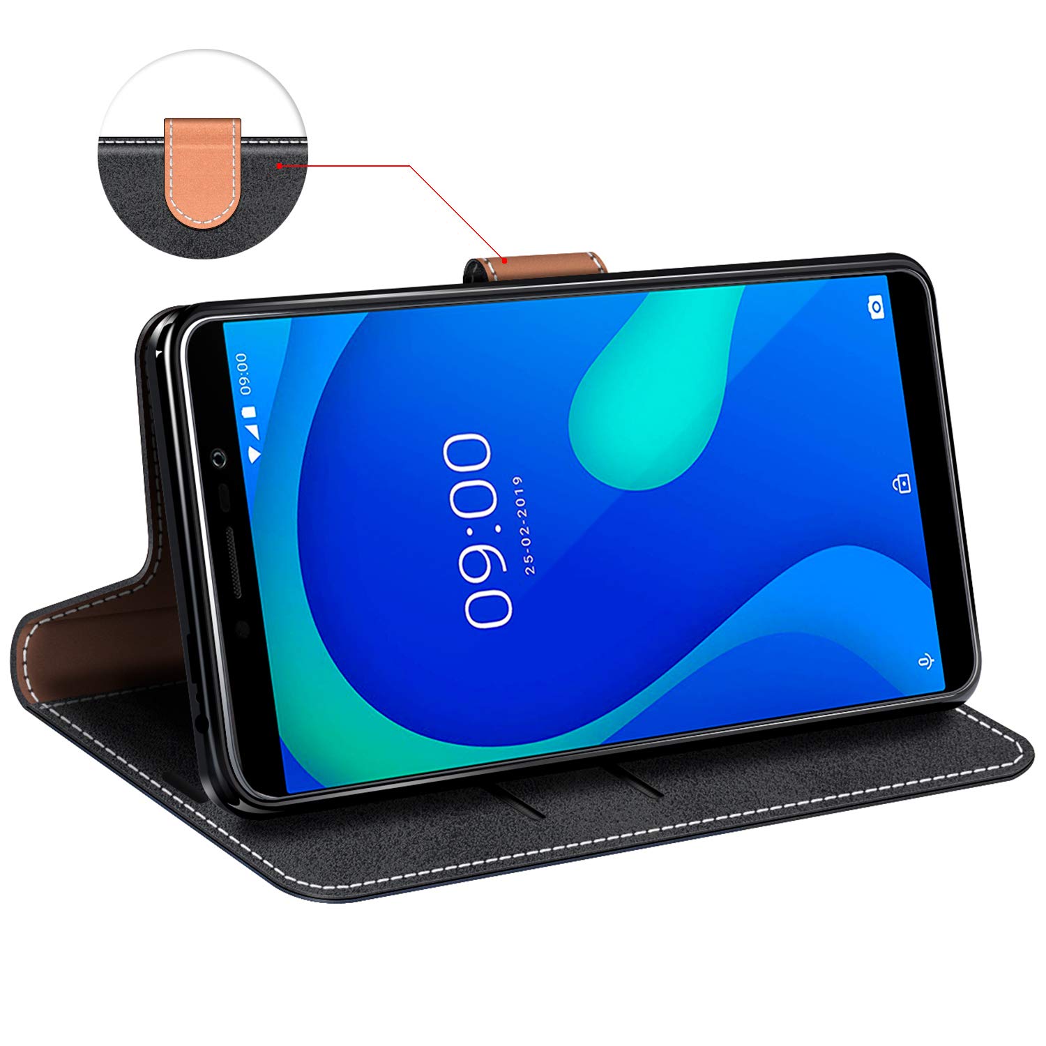 Custodia Portafoglio In Pelle Per Wiko Y80 – Con Slot Carte E Supporto – Flip Cover Magnetica
