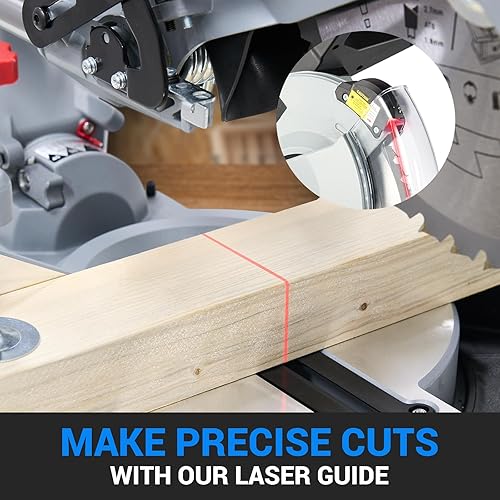 Miniatura 3 de Sierra ingletadora deslizante compuesta de doble bisel, sierra ingletadora con cable de doble bisel con guía láser y motor resistente de 15