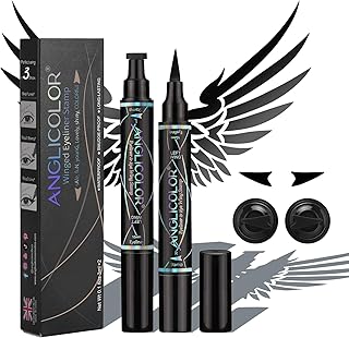 Anglicolor Eyeliner Stamp,2pcs Black Liquid Eyeliner,Waterproof Smudge Winged Eyeliner Stamp,Long Lasting Eyeliner Liquid For All Eye Shapes (Set A 2 Pcs 10mm)