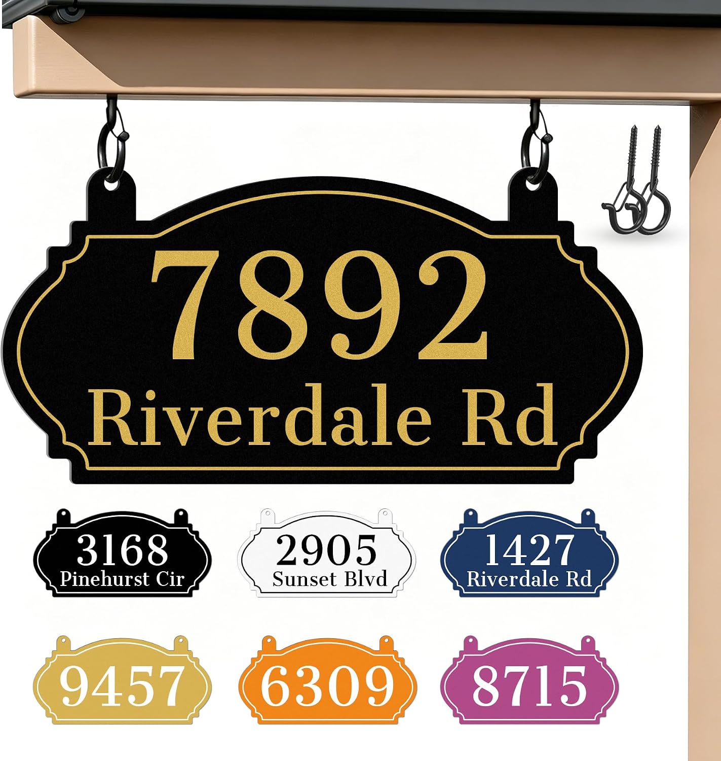 Hanging Address Sign, Address Signs for Houses, Double-Sided Address Sign