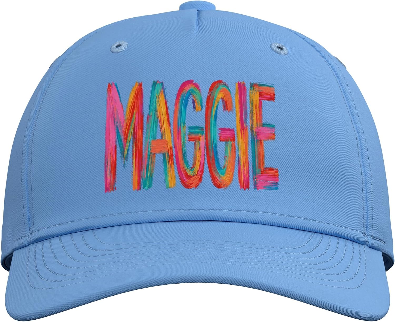 Maggie First Name Colorful Brushstroke Letters Adjustable Baseball Hat image 2