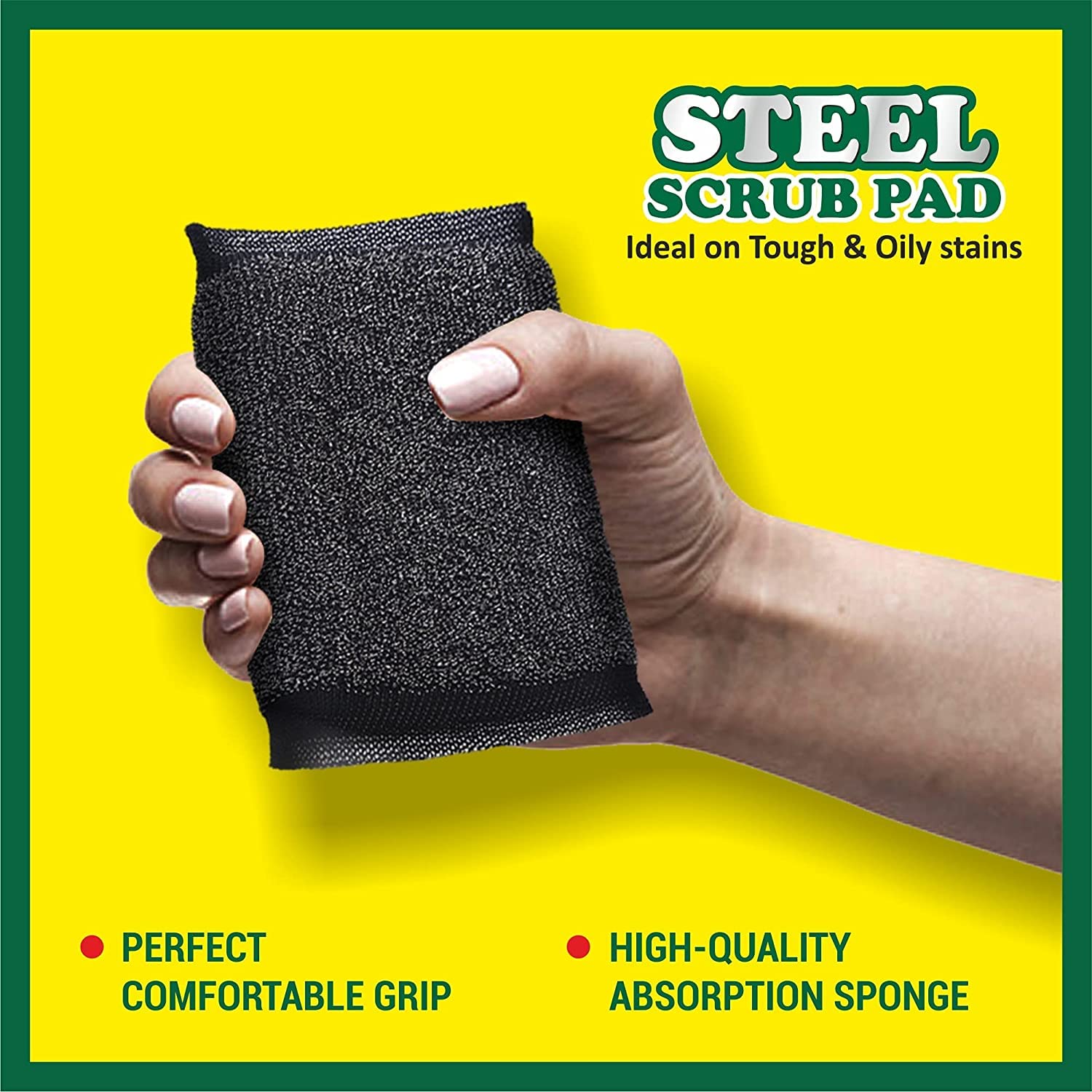 Magic Providers Super Tough Steel Sponge | Foam Scrub Pad with Foam - Pack of 6 | Best for Utensils Cleaning in Kitchen | Long Lasting | Stain Removal | Scrubber for Dish wash Liquid