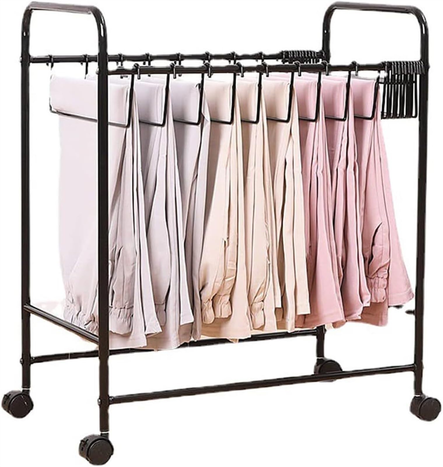 Portant à vêtements en métal avec roulettes support noir pour linge