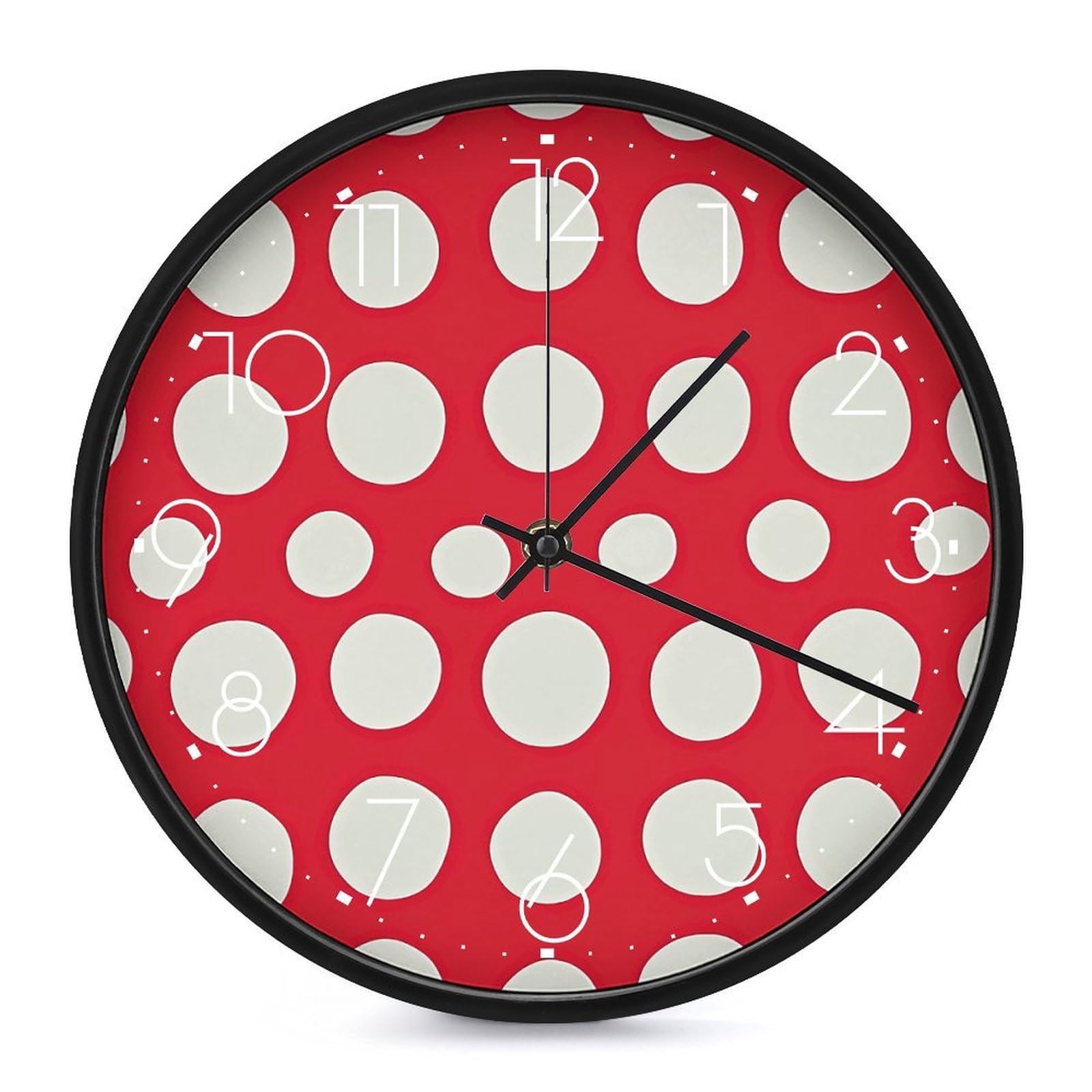 Horloge murale vintage à pois rouges impression personnalisée finitions soignées