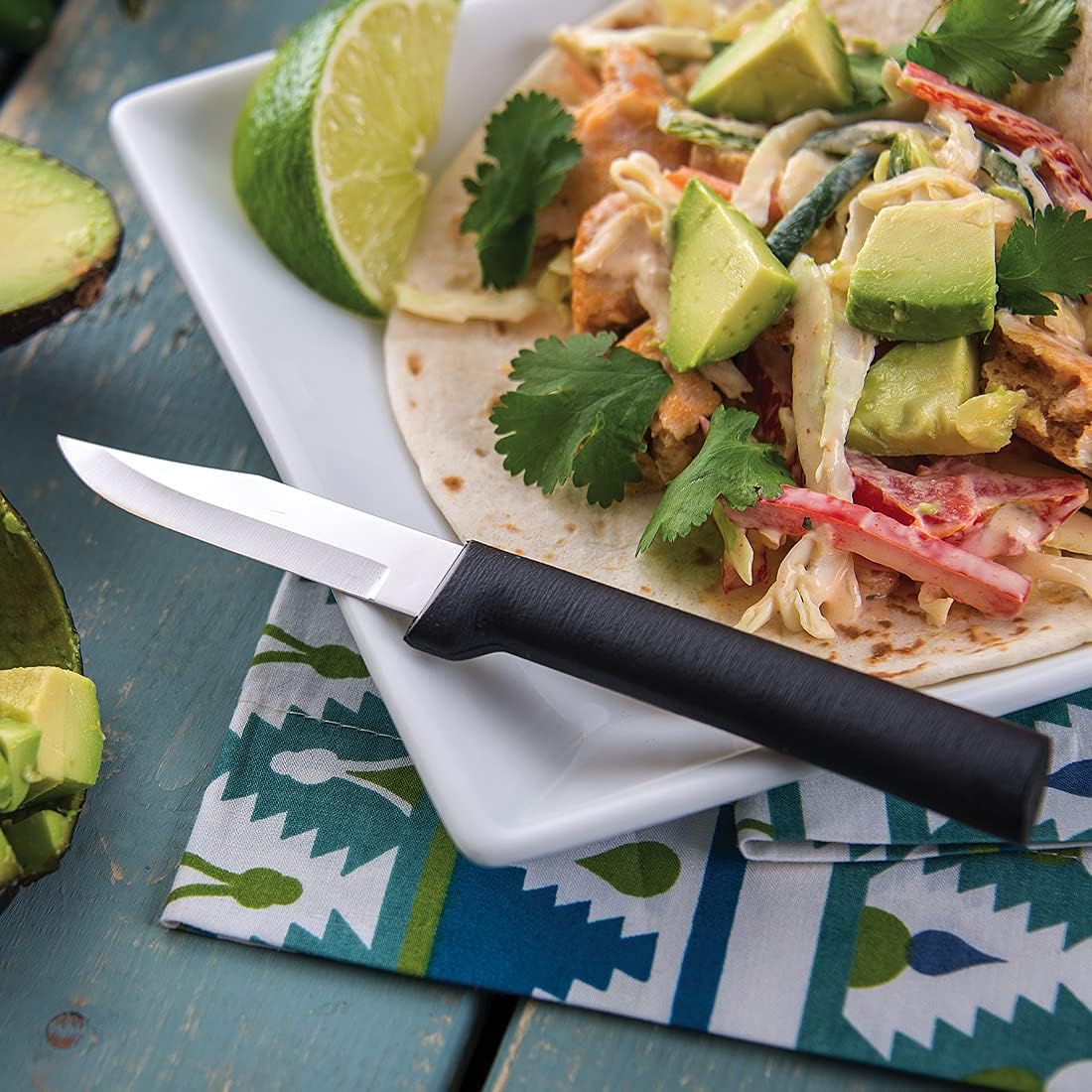 Rada Cutlery Peeling Paring Knife (W202), 2.5" Stainless Steel Blade, Black Handle, Pack of 6