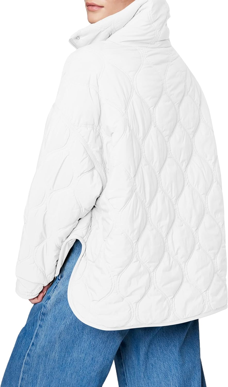 Womens Puffer Jackets Pullover Quilted Lightweight Jacket Long Sleeve Half Zip Up Coat with Pocket S-2XL - image 4