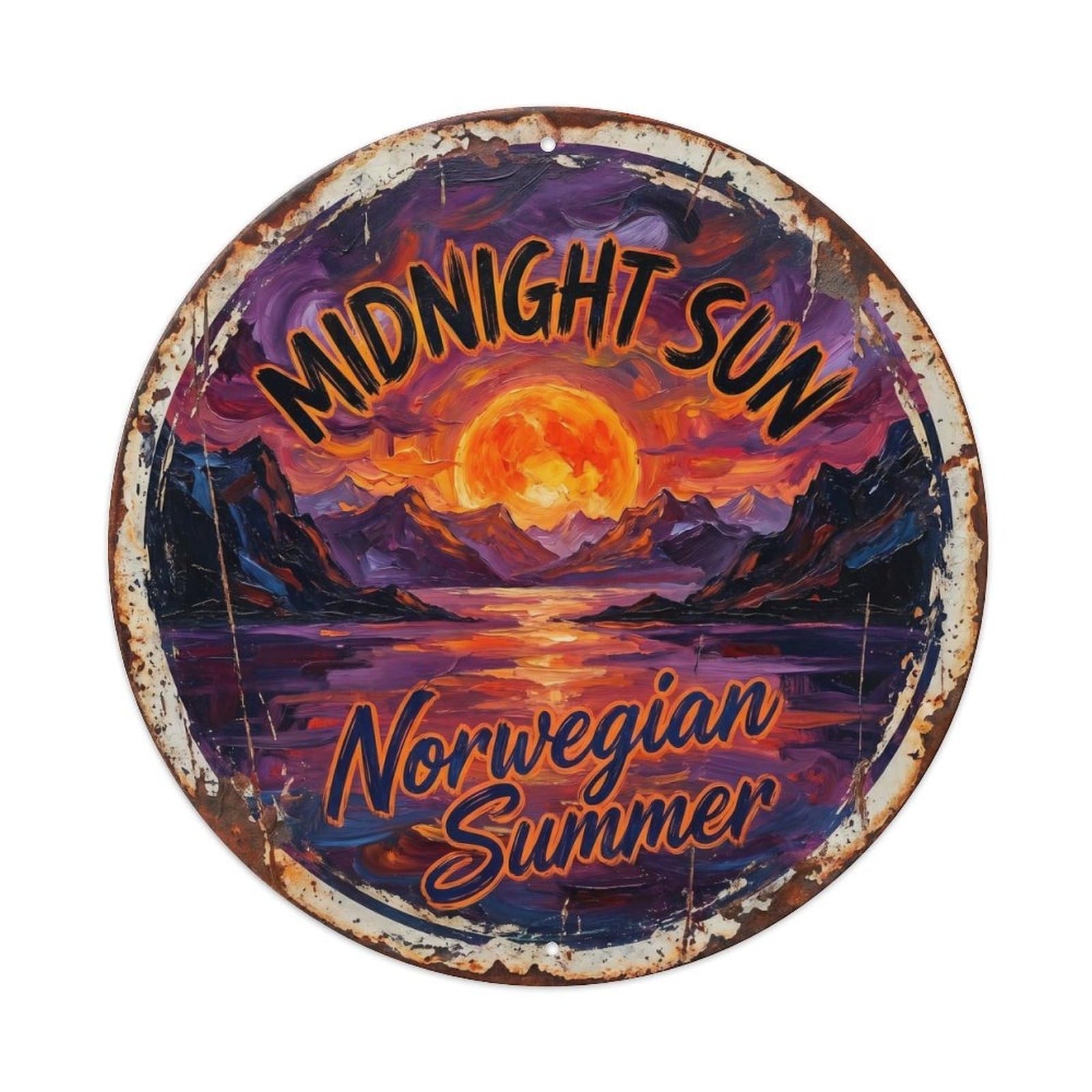 Vintage Travel Norway Midnight Sun Metal Tin Sign
