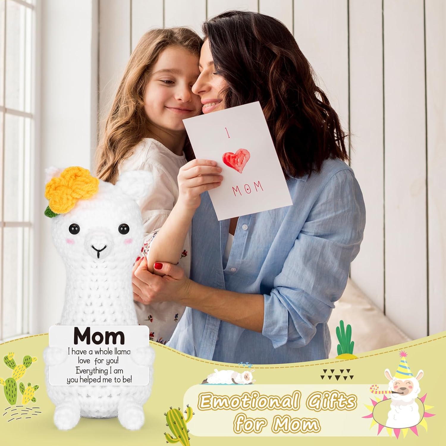 Funny Llama Mom Gifts from Daughter Son, Birthday Easter Basket Mothers Day for Mom, I Love You Moms Mother in Law Mama Bonus Step Present, Small Cute Handmade Emotional Crochet Desk Decor - Image 6