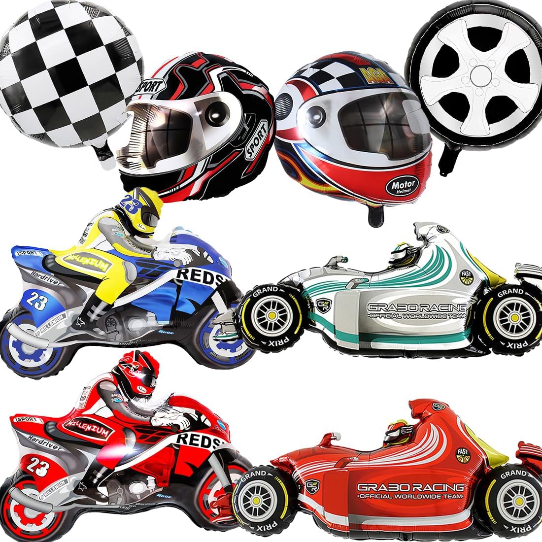 Motocross Birthday, Doyomtoy 8 Pieces Motorcycle Birthday Boy Decoration Racing Car Balloon Set Decoration Racing Car for Children Birthday Theme Party