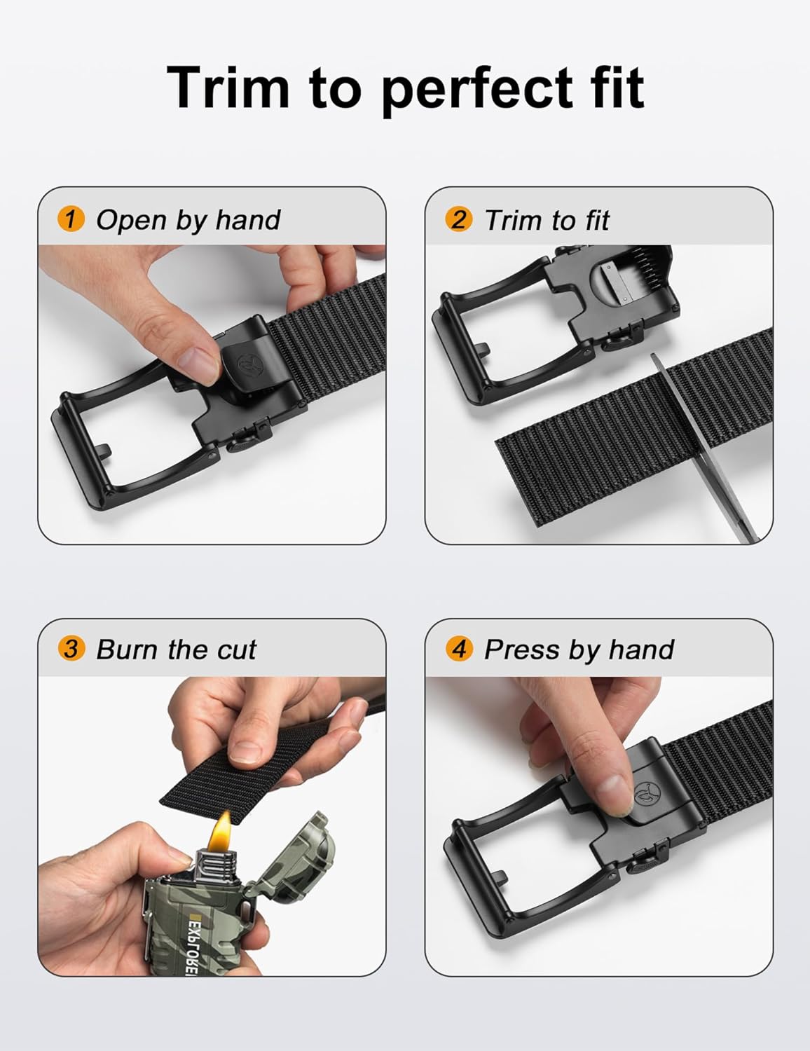 JUKMO Men's 1.5" Ratchet Belt - No Hole Adjustable Pin-Look Buckle for Jeans & Chinos | Trim-to-Fit Nylon Webbing - Image 9