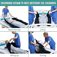 Vista 2 de Almohadilla de cama de posicionamiento de 60 x 40 pulgadas con asas, hojas de dibujo lavables para cama de hospital, ropa de paciente, sábanas