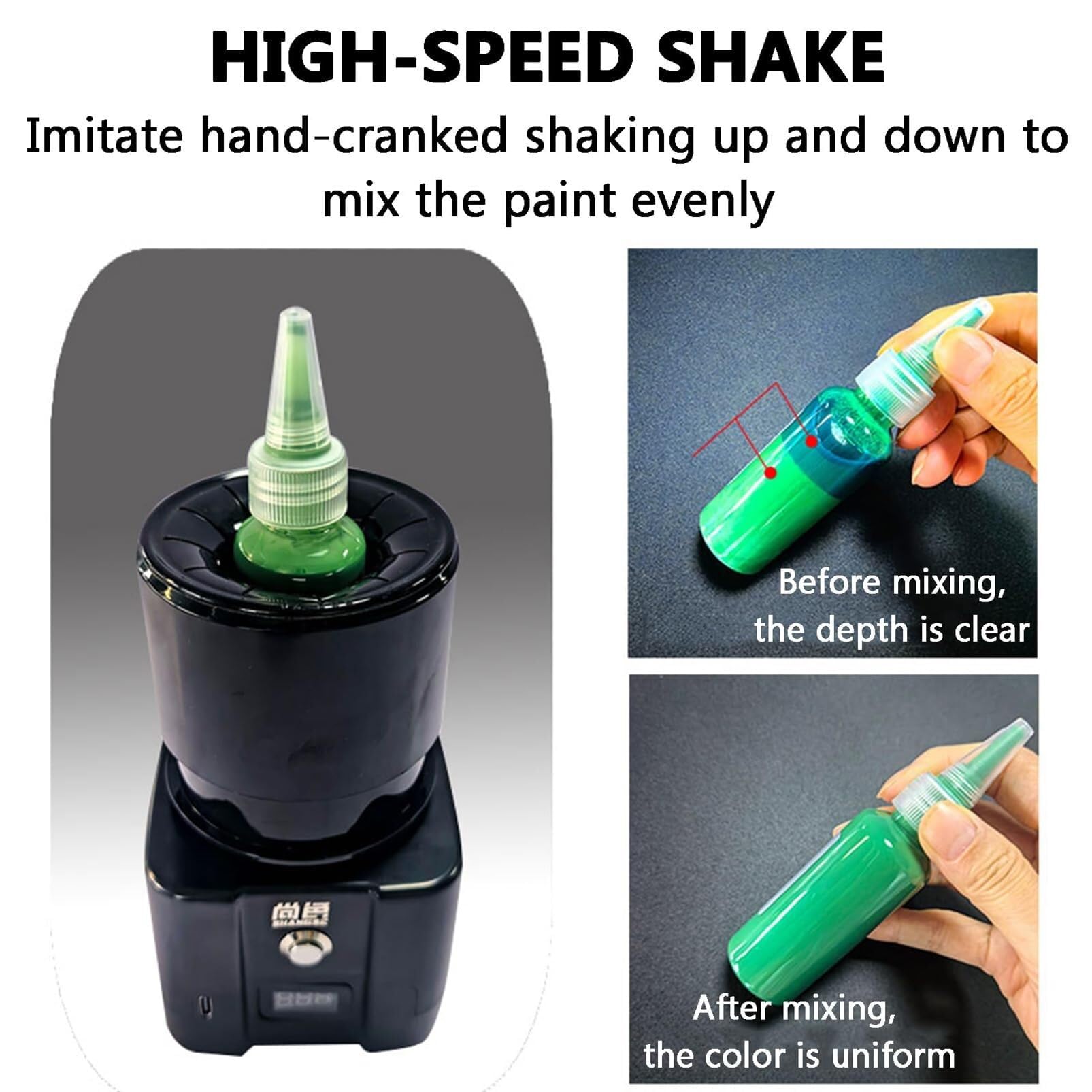 Mini Vortex Mixer, Mezclador De Pintura Eléctrico Con Pantalla Digital De Potencia, Carga Y Conexión, Mezclador De Esmalte Para Botellas De Pintura De 5–100 Ml Para Tinta Pigmentada
