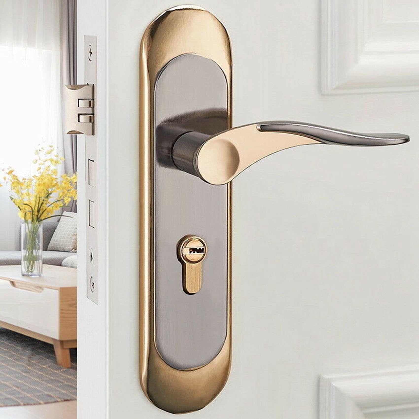 Manija de puerta interior del hogar 3X para el hogar con cerradura de seguridad Juego de llaves de aleación de aluminio