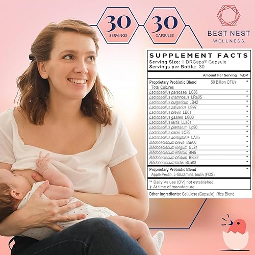 Miniatura 2 de Probióticos Mama Bird, 50 mil millones de CFU, 15 cepas, cápsulas patentadas liberadas por tiempo, suplemento probiótico una vez al día, apoya la
