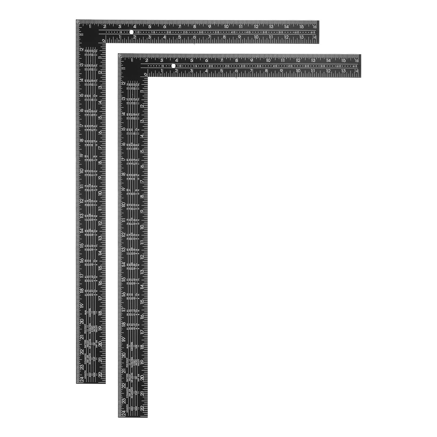 HARFINGTON 2Pcs Machinist Precision Square Ruler 24" 90 Degree Stainless Steel Engineer Squares L-Type Metal Right Angle Ruler Framing Tool for Professional Carpentry and Woodworking, Black