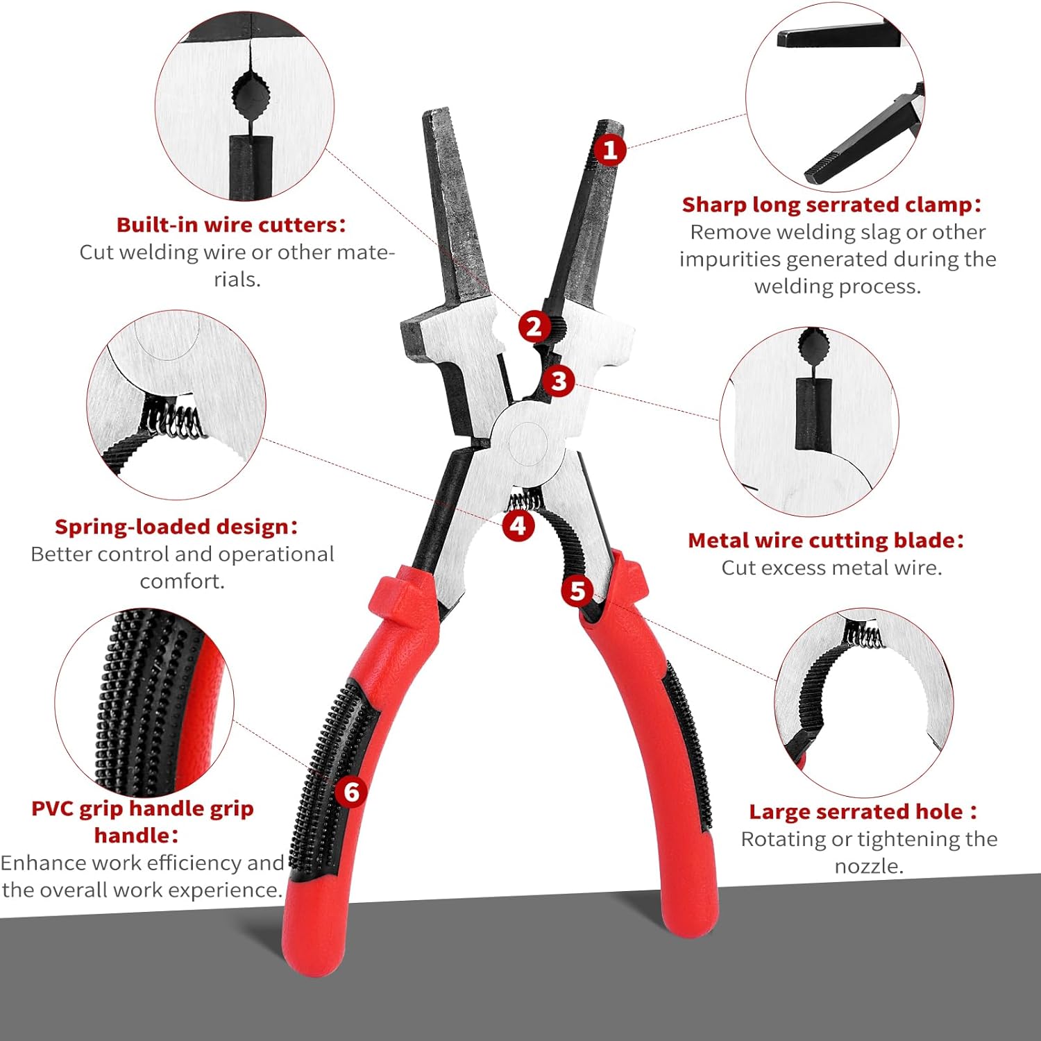 8"MIG Welding Pliers, Multi-functional Carbon Steel MIG Welding Pliers with Insulated Handle, Long Nose Pliers Wire Cutting Pliers for Professional Welding - Reliable and Durable (10Pack)