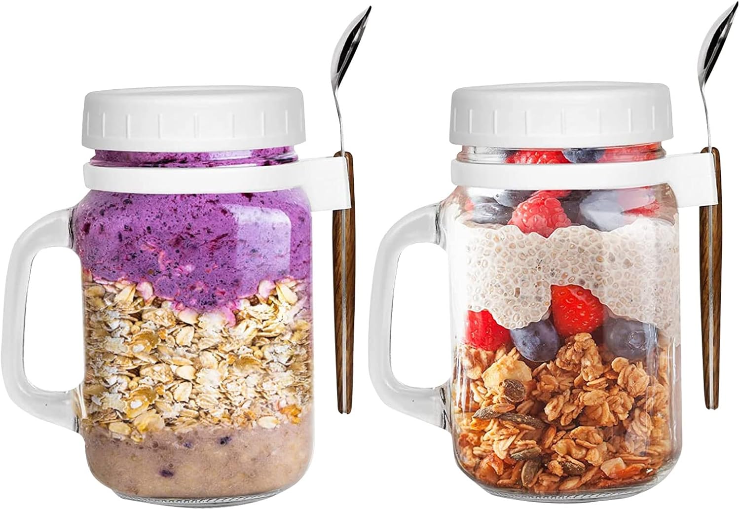 Chenshia Glass Overnight Oats Jars Mason Airtight Container Lid & Spoon - View #13