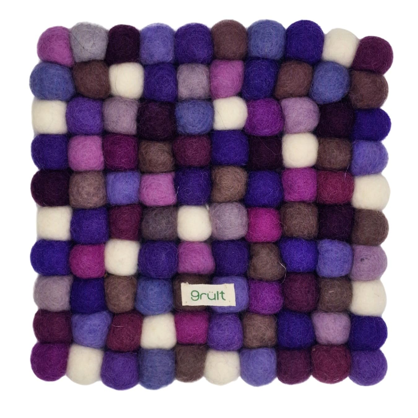Grült Home Trivet - Felt Trivet for Cups, Pots, Pans and Cups, Hand-Felted in Nepal (Purple, Square 20 cm)