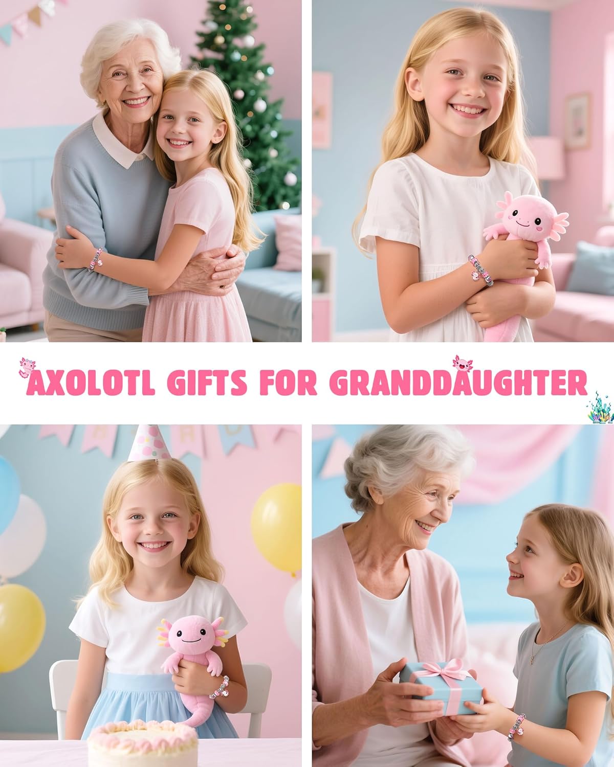 You Make Me Smile A-LOTL – Axolotl Charm Bracelets for Granddaughter, Jewelry Gifts for Birthday Christmas Valentines - Image 5