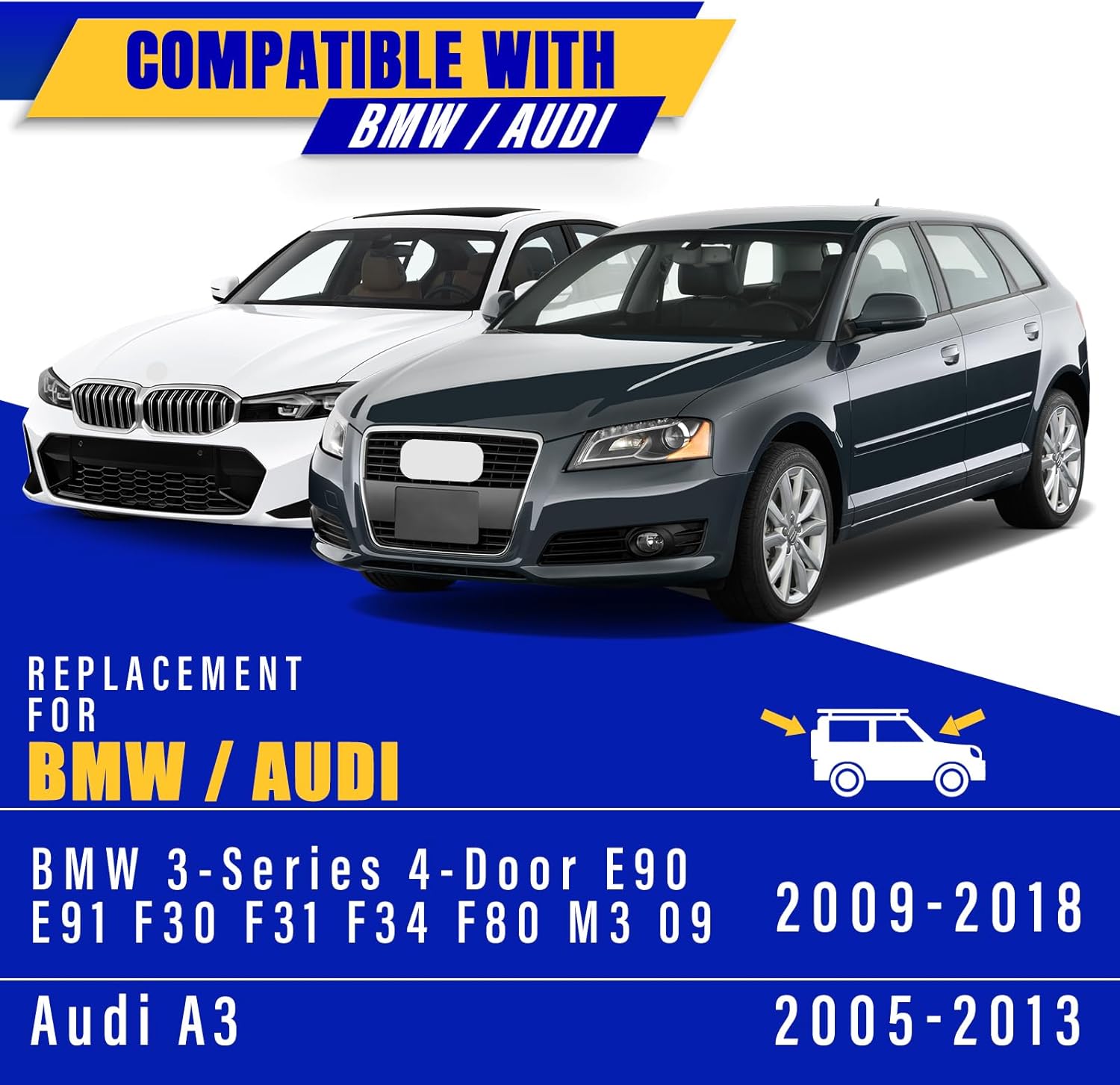 2 wipers Replacement for BMW 3-Series 4-Door E90 E91 F30 F31 F34 F80 M3 09/2009-2018 Audi A3 2005-2013, Windshield Wiper Blades Original Equipment Replacement - 24"/19" (Set of 2) Pinch Tab
