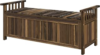 Outsunny Gartenbank mit Stauraum aus Holz, 2 Personen, 240kg, Verkohlt
