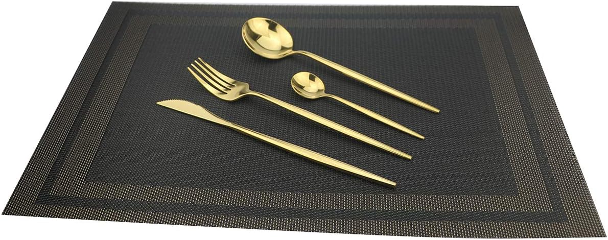 Gugrida 24-Piece Silverware Set - 18/10 Stainless Steel Reusable Utensils Forks Spoons Knives Set, Mirror Polished Cutlery Flatware Set, Great for Family Gatherings & Daily Use (6 set, Gold)