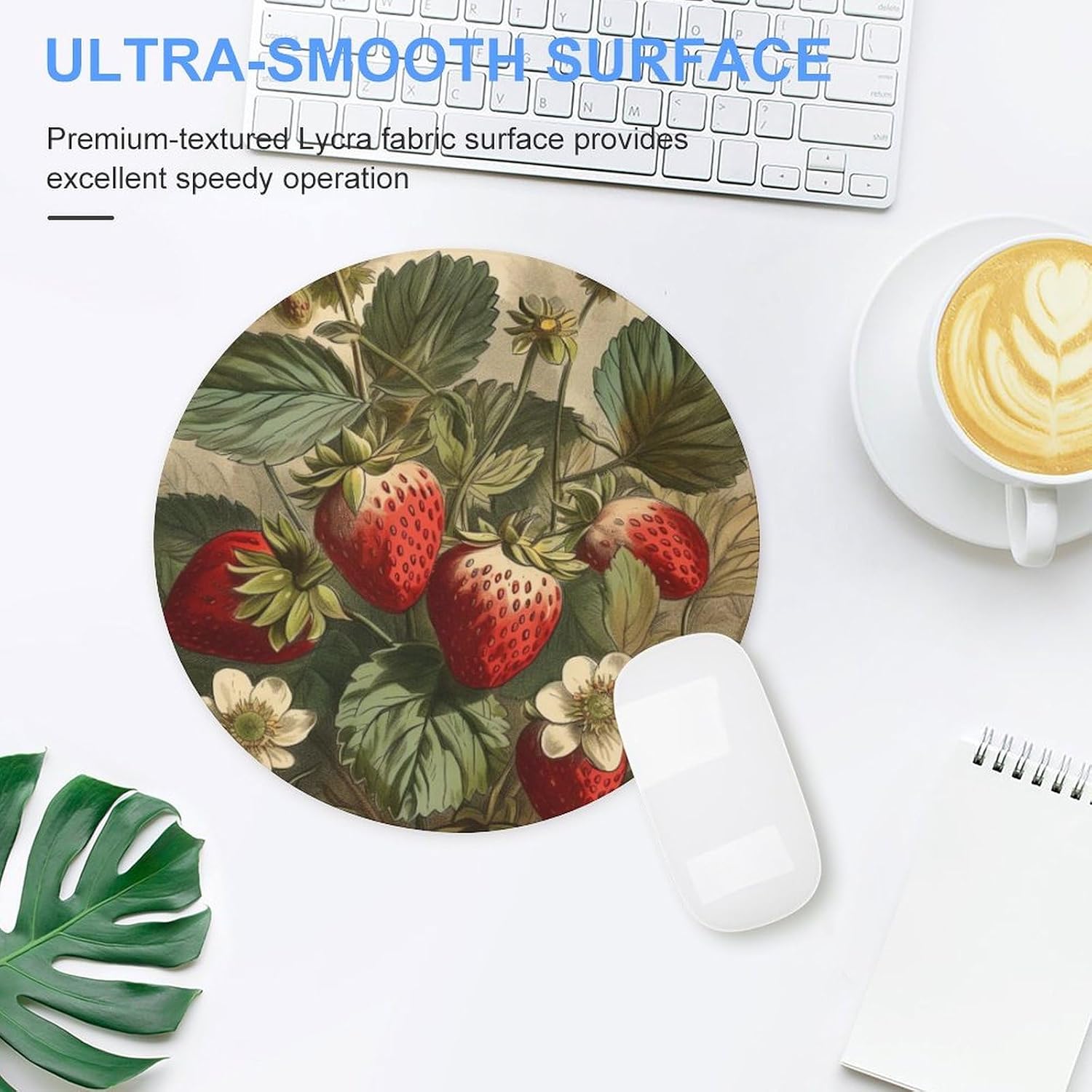 Red Strawberry Mouse Pad with Non-Slip Rubber Base Personalized Round Mouse Mat Nice and Cute Gaming Mousepad for Computers Home Office Desk Decor Accessories image 4