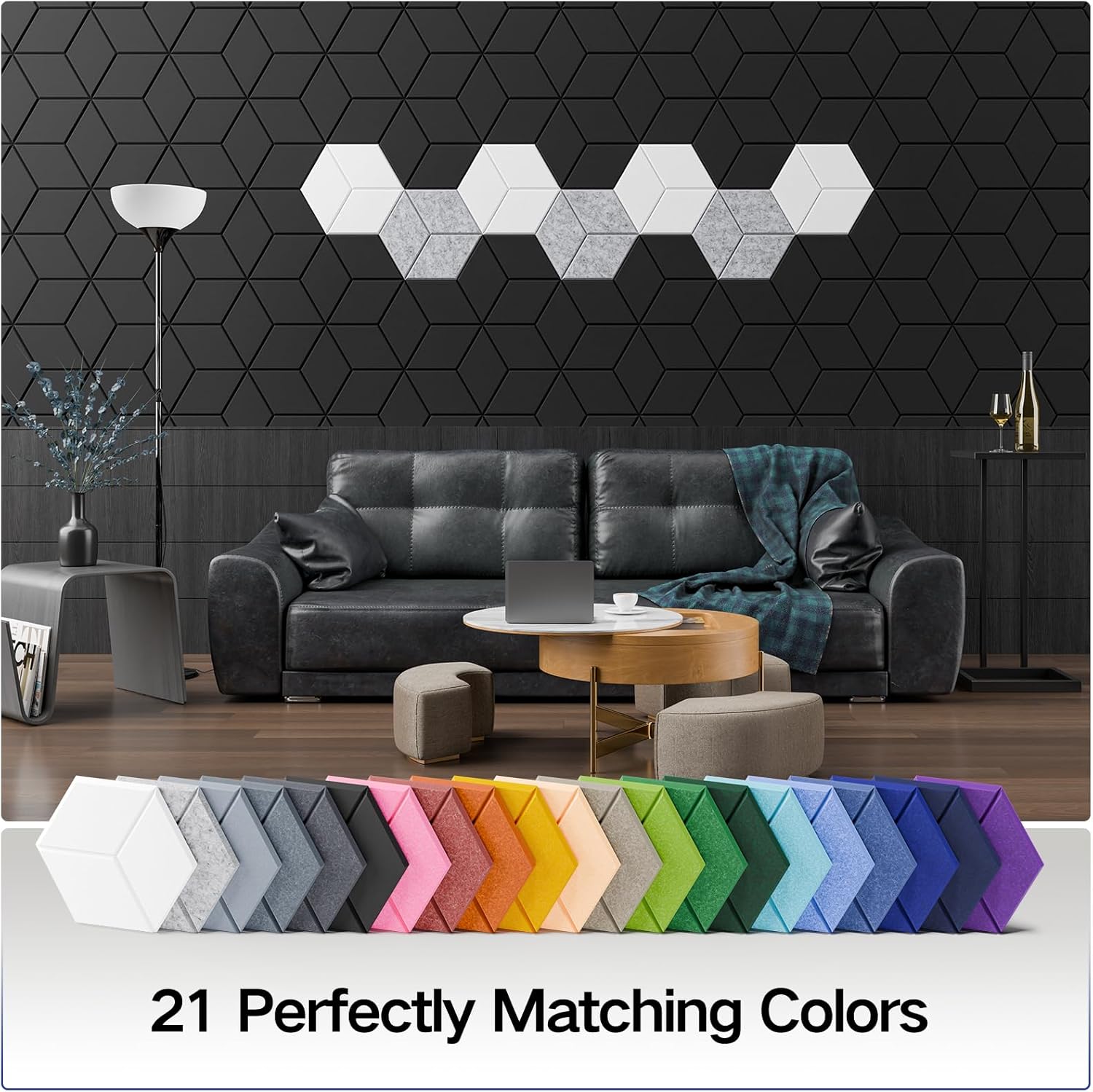 12 Pack Self-Adhesive Acoustic Panels 12" X 10" X 0.4" - Sound Proof Foam Panels for Walls with High Density, Y-Lined Design, Flame Resistant, Absorb Noise and Eliminate Echoes(Black)