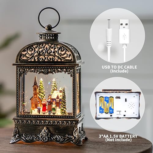 Miniatura 114 de Globo de nieve de Navidad, escena cardenal iluminada, linterna musical de agua de nieve, decoración navideña brillante y regalo para familiares