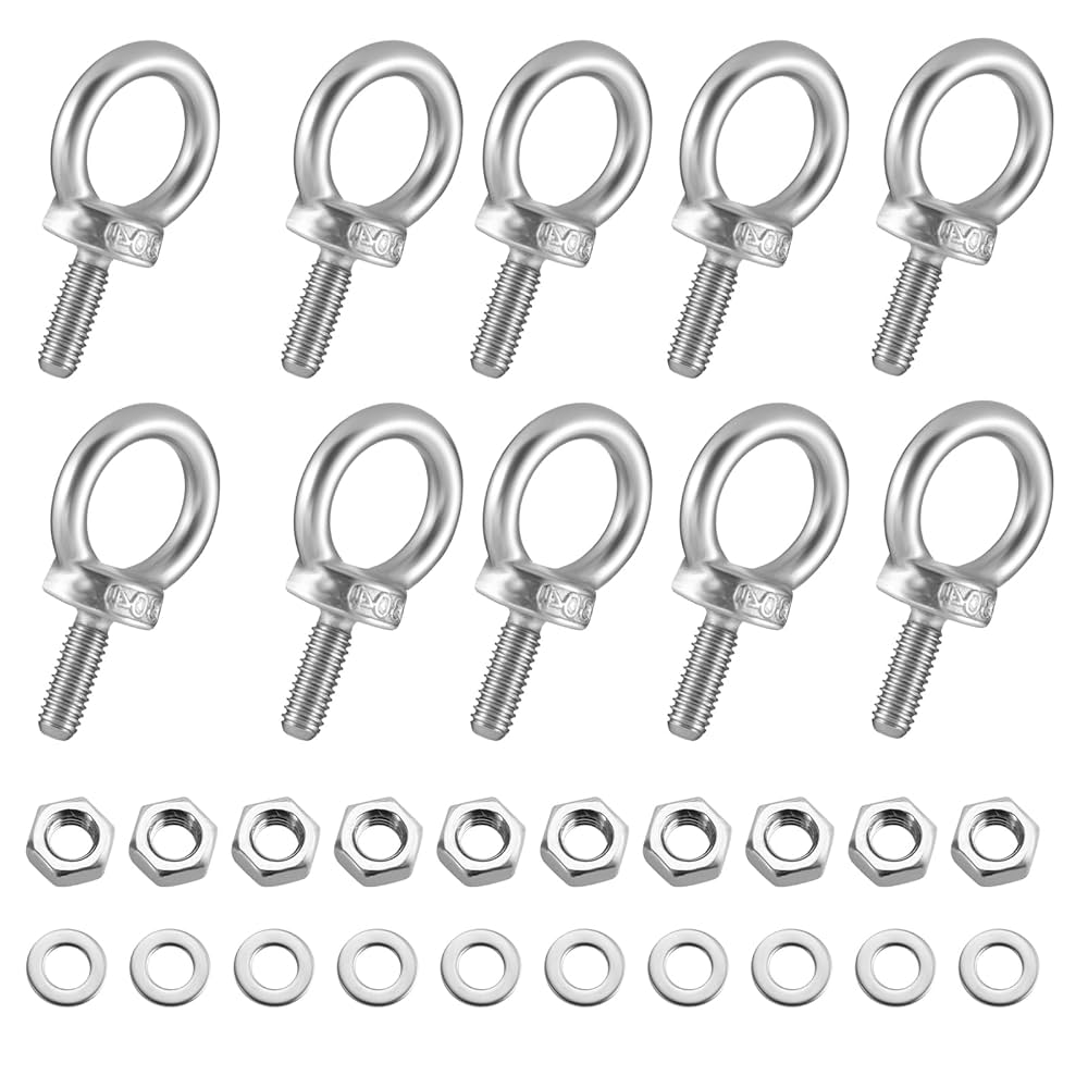 10 Viti Ad Anello M4 In Acciaio Inox - Con Dadi E Rondelle, Per Sollevamento E Sospensione - Foto 10