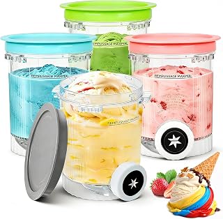 Behälte für Cream Ninja Eismaschine - 4 set 480ML Ninja Creami Behälter - Ninj-a creami Swirl Behälter - Ninj-a Swirl Cream - Auslaufsichere Zubehör - für die NC700 NC701-BPA frei Spülmaschinenfe
