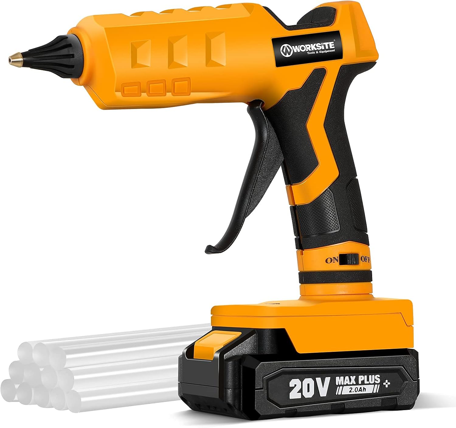WORKSITE 20V Cordless Hot Glue Gun Kit Bundle with One Extra Battery : Tools & Home Improvement