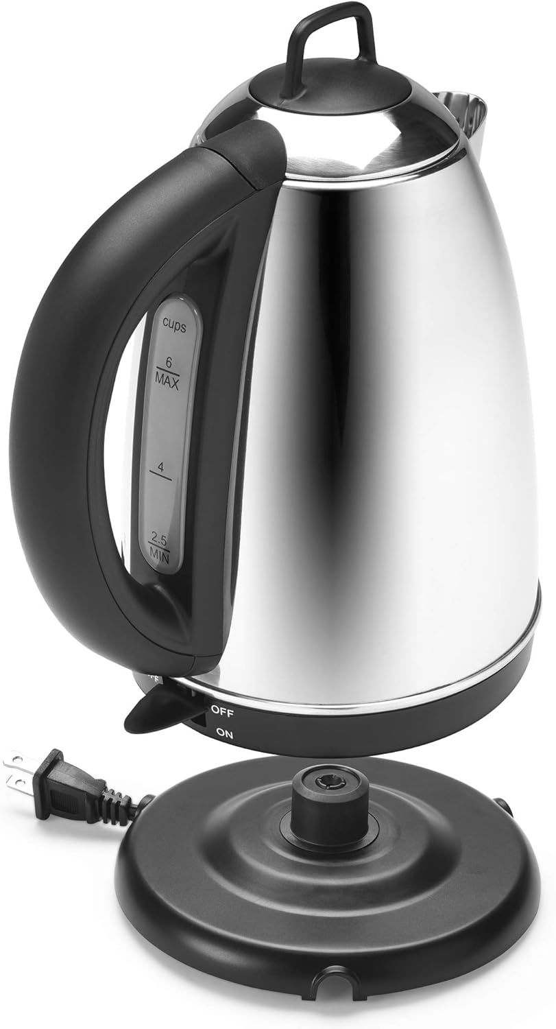 Aroma Hot H2O X-Press Electric Water Kettle with water level indicator and power base