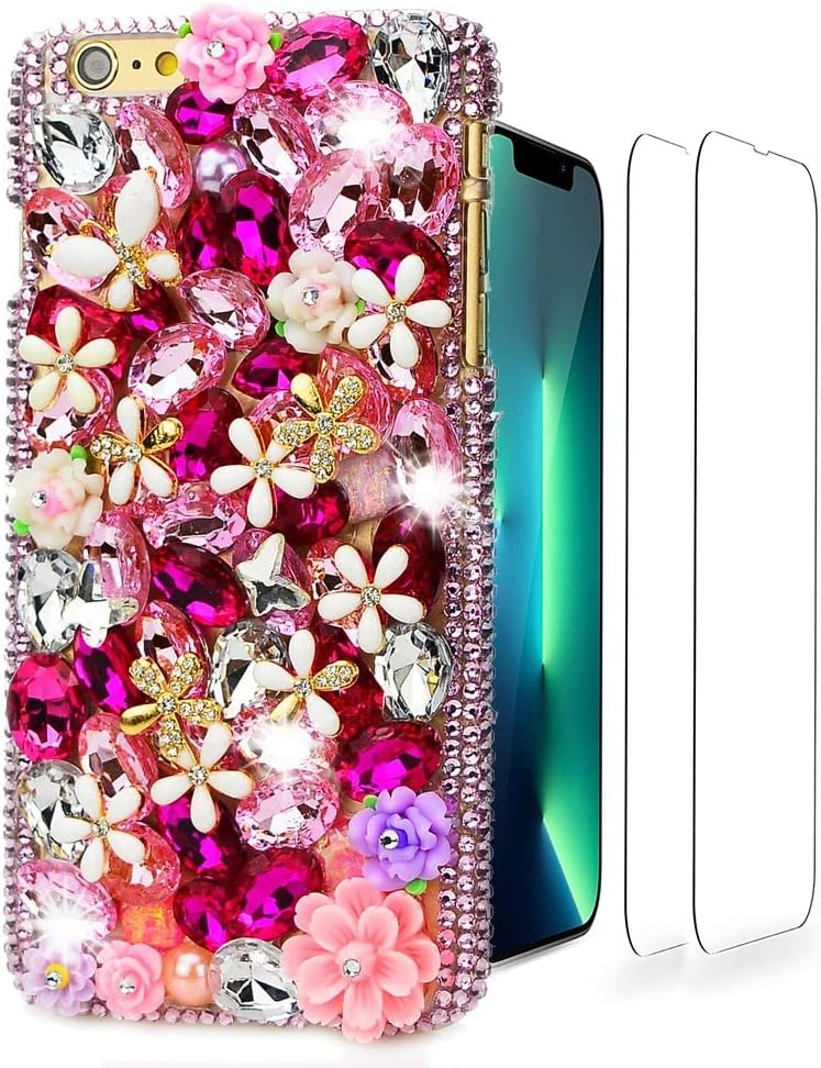 Glitter Wallet Phone Case Compatible with Samsung Galaxy A53 5G - 3D Luxury Girls Women Shiny Bling Handcrafted Leather Cover with Screen Protector (2 Pack) - Mirror Crown Heart Peacock