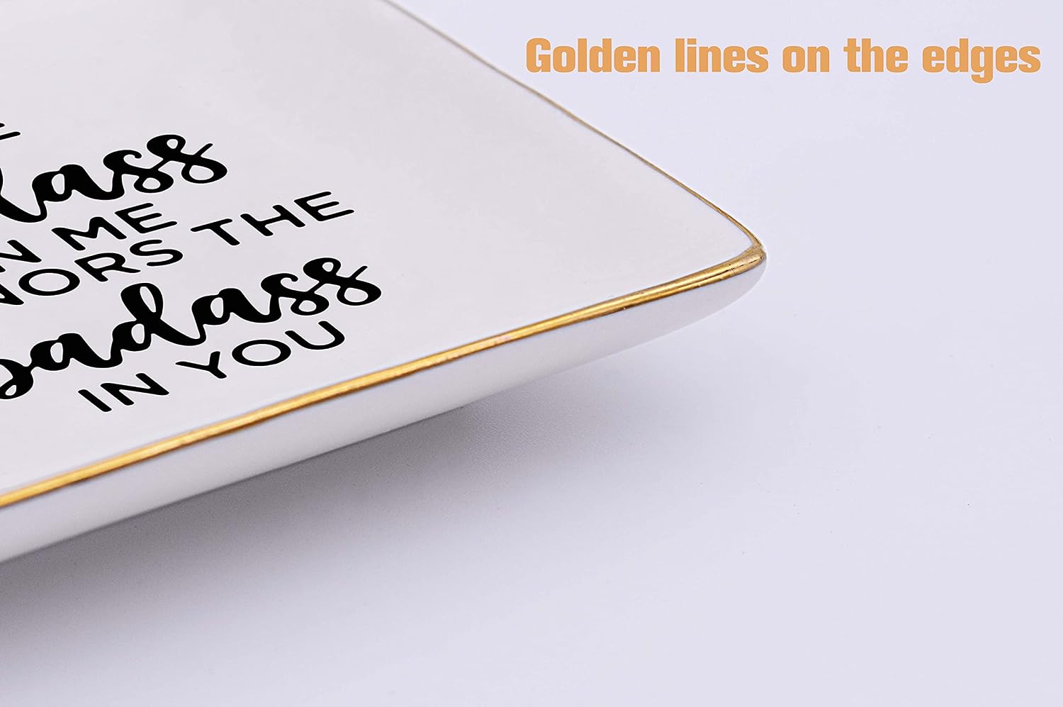 Birthday Christmas Appreciation Motivational Gifts for Wome Best Friends Besties Coworkers Sister BFF - Ceramic Jewelry Holder Ring Dish Trinket Tray - The Badass in Me Honors The Badass in You image 5