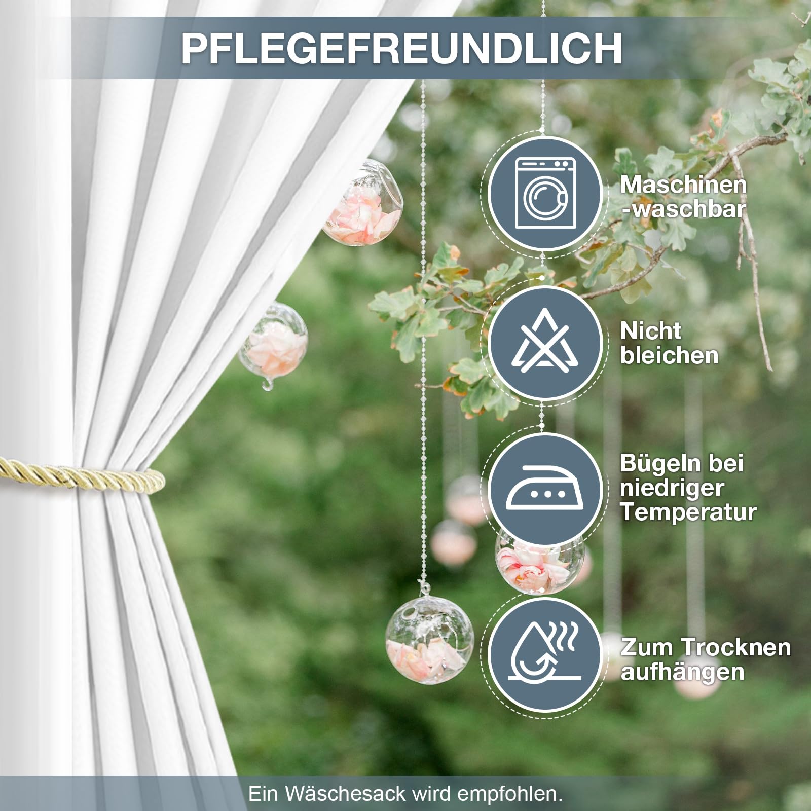 Outdoor Vorhang Wetterfest B254xH274CM, Wasserdicht Outdoorvorhänge mit Ösen, Aussen Gardinen Winddicht Sonnenschutz Sichtschutz für Garten Terrasse Balkon Pergola Pavillon (Grauweiß)